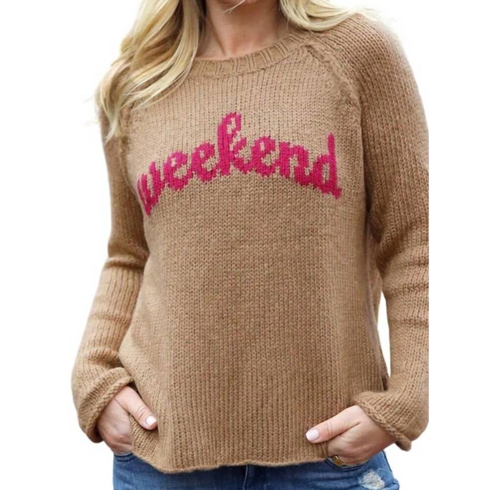 NEW Wooden Ships Weekend Raglan Crew Sweater In Brown Size XS/S